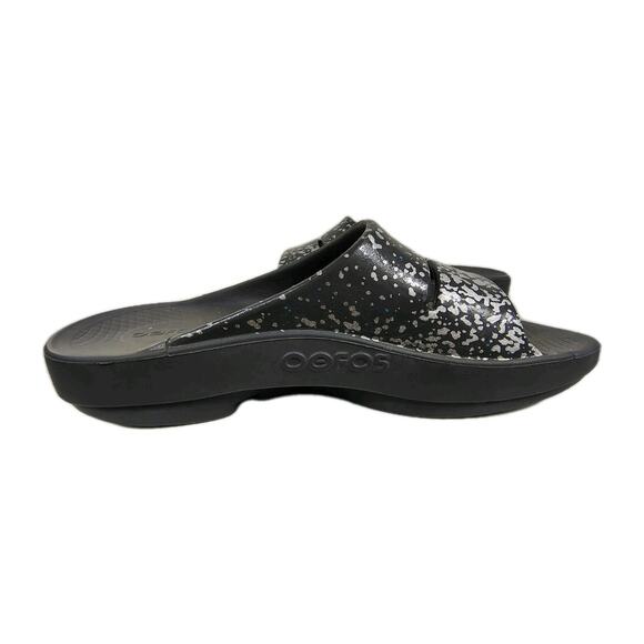 OOFOS Ooahh Slide Luxe Sandals Mens 8 Womens 10 Gray Speckles Recovery Cushioned main image 5